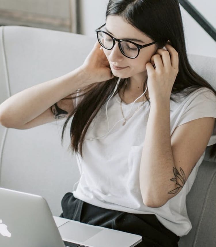 Woman using her laptop